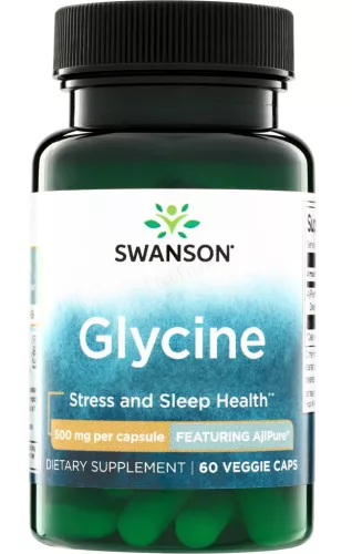 Swanson Glicin 500mg 60 kapszula AjiPure gyógyszer minőségű glicin