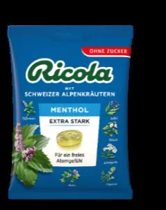 Ricola cukorka extra erős mentol zacskós 75 g