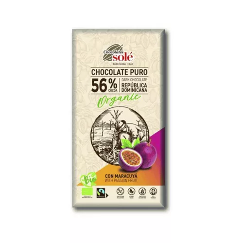 Sole bio étcsokoládé 56% maracujával 100 g