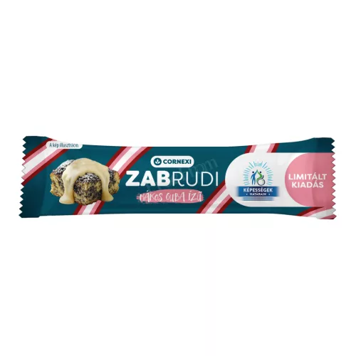 Cornexi zabrudi mákos guba vaníliaízű töltelékkel töltött mákos zabrúd, fehér bevonattal 30 g