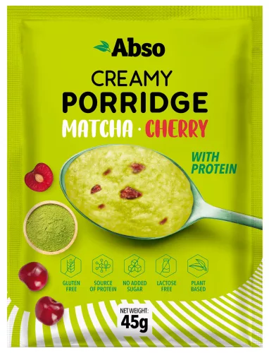 Absorice krémes rizskása matcha porral és liofilizált meggy darabokkal 45 g