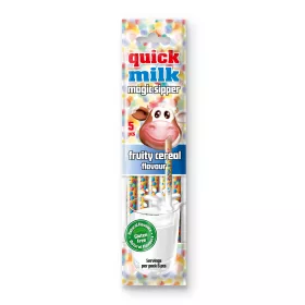   Quick Milk magic sipper cukordrazséval töltött szívószál gyümölcsös gabonapehely ízű 5x6g 30 g