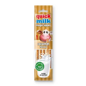   Quick Milk magic sipper cukordrazséval töltött szívószál karamell ízű 5x6g 30 g