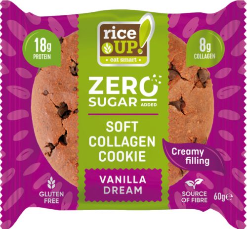 Rice Up Zero kollagén-fehérje gluténmentes vanília ízű keksz 60 g