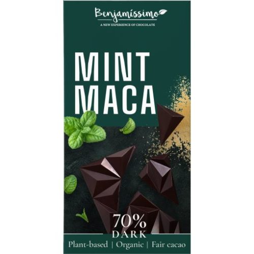 Benjamissimo BIO, vegán 70% étcsokoládé mentával és maca gyökérrel 60 g