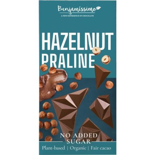Benjamissimo BIO, vegán, hozzáadott cukormentes csokoládé mogyoró pralinéval 60 g