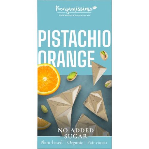 Benjamissimo BIO, vegán, hozzáadott cukormentes csokoládé pisztáciával és naranccsal 60 g