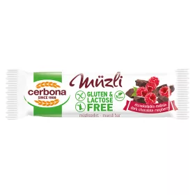   Cerbona Big glutén-és laktózmentes étcsokoládés-málnás müzliszelet 35 g
