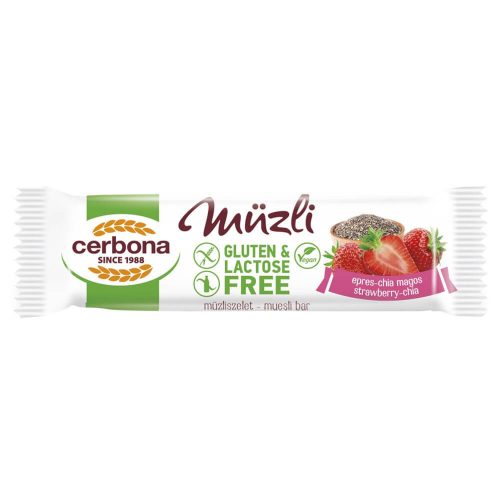 Cerbona BIG glutén-és laktózmentes epres-chia magos müzliszelet 35 g
