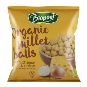   Biopont Extrudált kölesgolyó sajtos-hagymás ízesítésű 75 g