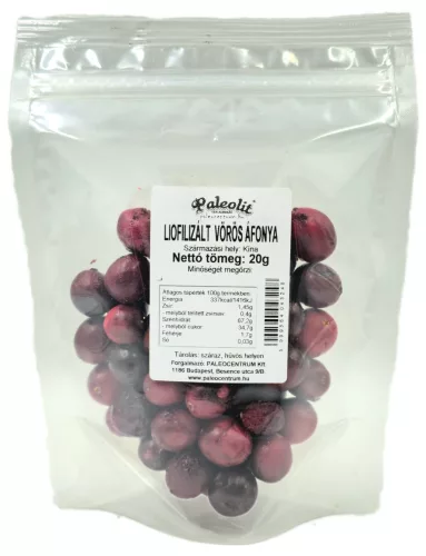 Paleolit Liofilizált vörös áfonya 20g szemek Cranberries freeze-dried