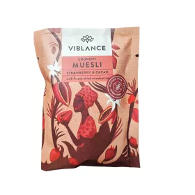   Viblance vegán, gluténmentes Eper&kakaó ropogós müzli 60 g