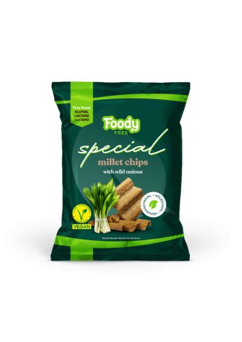 Foody Free vegán, gluténmentes köles chips medvehagymával 45 g