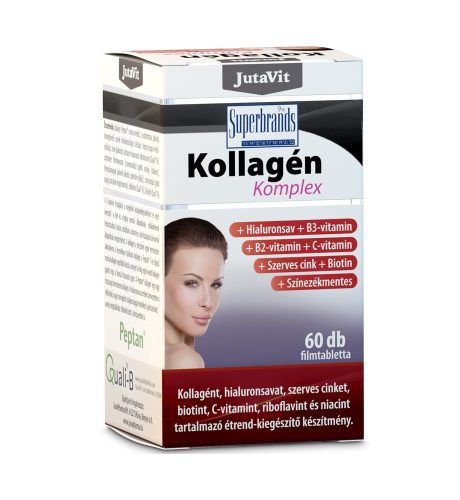 JutaVit Kollagén komplex + hialuronsav + C-vitamin + szerves cink + Biotin + B2-vitamin + B3-vitamin 60 db
