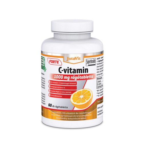 JutaVit C-vitamin 1000 mg Forte rágótabletta + D3-vitamin+ Csipkebogyó kivonat 60 db