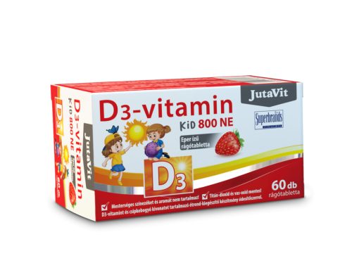 JutaVit D3-vitamin Kid 800NE (20µg) Eper ízű rágótabletta 60db