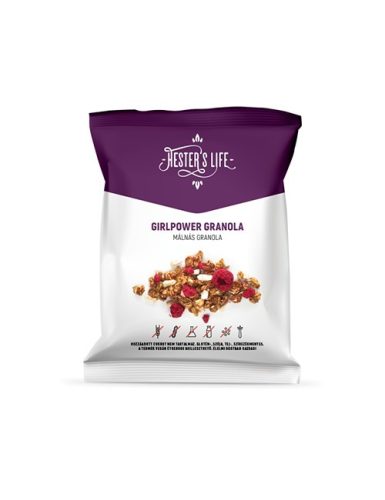 Hester's Life vegán, gluténmentes, hozzáadott cukormentes Girlpower málnás granola 60 g