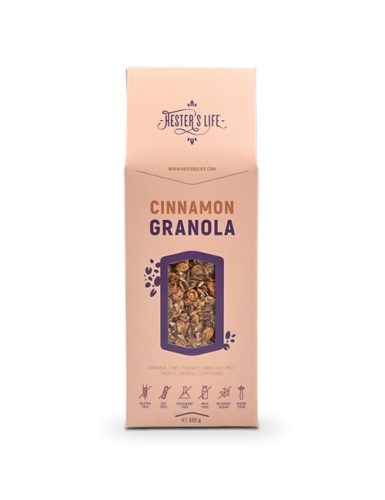 Hester's Life vegán, gluténmentes, hozzáadott cukormentes fahéjas granola 320g