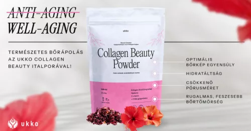UKKO Collagen Beauty Powder 300g málnás, gyógynövényes multi-kollagénes italpor