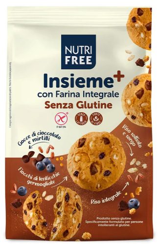 Nutri Free gluténmentes Insieme+ keksz - puffasztott rizzsel, csíráztatott lencsével és áfonyával 250 g