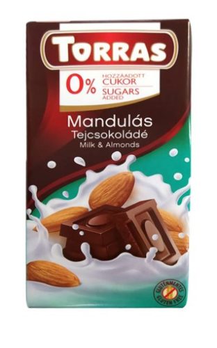 Torras Mandulás tejcsokoládé hozzáadott cukor nélkül 75 g