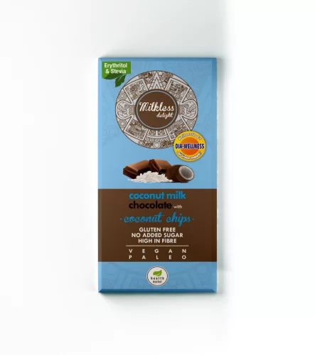 Dia-Wellness - Health Market Milkless Delight Kókusztejes csokoládé kókuszchipsszel 80g