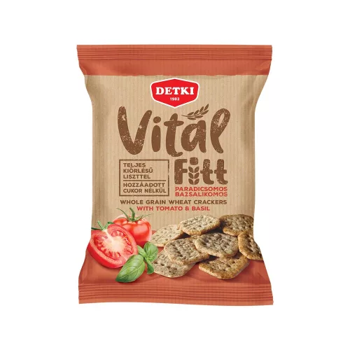 Detki vitál fitt teljeskiőrlésű kréker paradicsom-bazsalikom 100 g