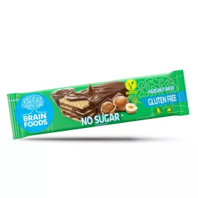   Brain Foods gluténmentes ostyaszelet csokoládéba mártott, mogyorós kakaós krémmel töltött, édesítőszerekkel 40 g