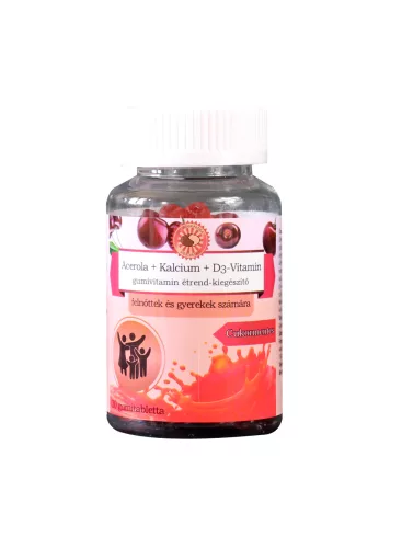 Sun Moon acerola+kalcium+d3-vitamin étrend-kiegészítő gumivitamin 30 db