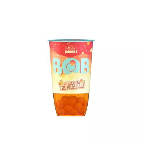 Bob bubble tea fekete teából készült üdítőital trópusi gyümölcslével, mangólevet tartalmazó italgyöngyökkel 360 ml