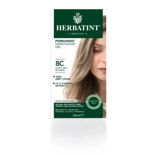 Herbatint 8c világos hamvas szőke tartós növényi hajfesték 170 ml