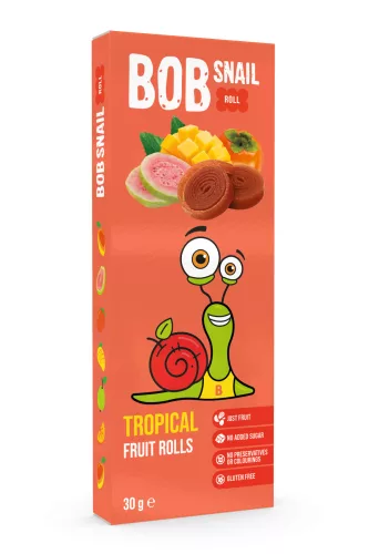 Bob Snail gyümölcstekercs trópusi gyümölcsök (mangó, datolyaszilva, guava) 30 g